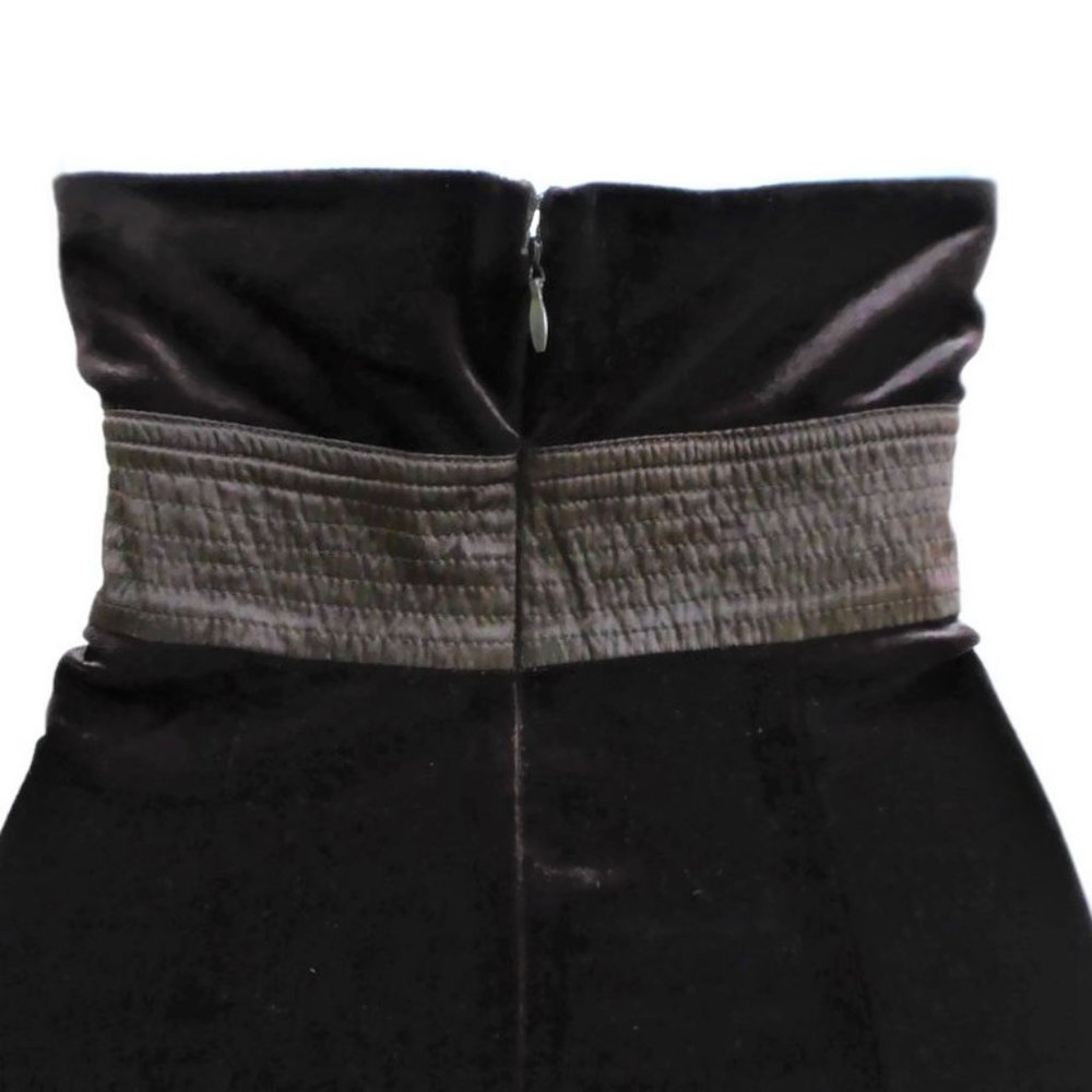 VeLVeT Vintage 90s Robbie Bee Halter Dress Brown Sweetheart Satin Pintuck 10 - Picture 6 of 9